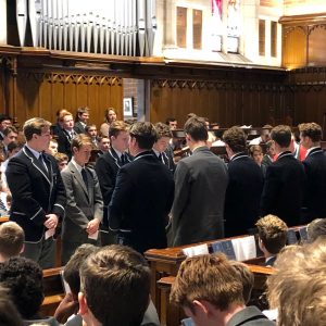 Prefect Induction - Lachlan Caldwell (3rd from left), James Overton (2nd from the right)